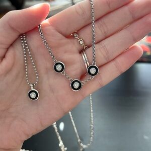 Brighton Silver and Black Necklace with Crystal Charms